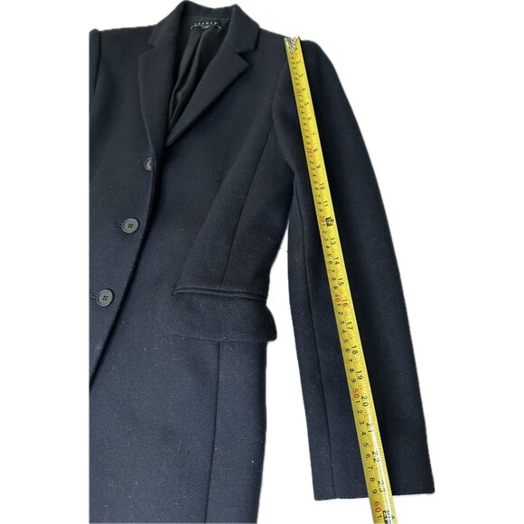 Theory Women’s Black Wool Blend Long Coat Tailored Fit Small - Picture 9 of 10